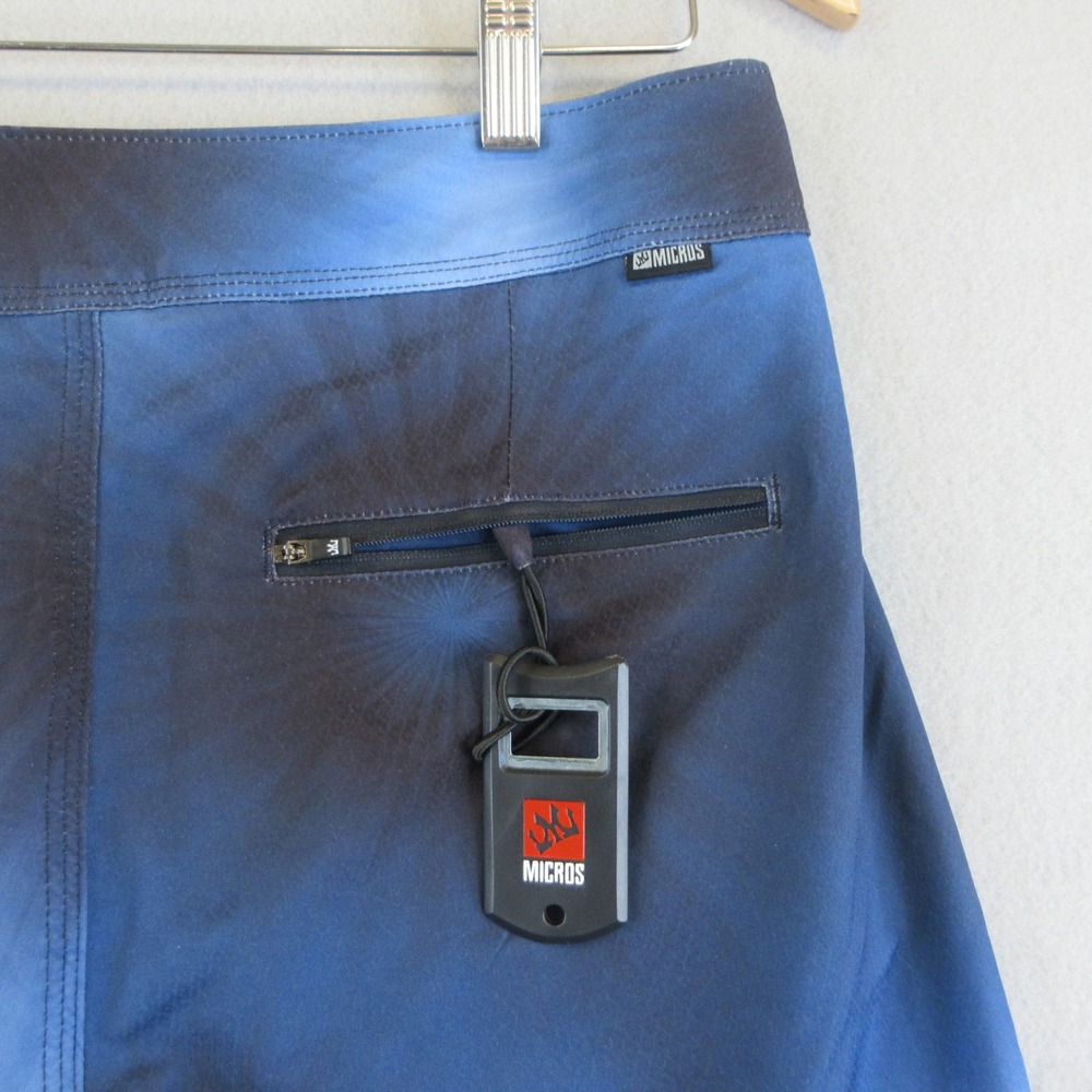 Micros Board Shorts Mens 30 NWT Blue Tie Dye 4-Way Stretch Pockets Surf Swim - Picture 5 of 12